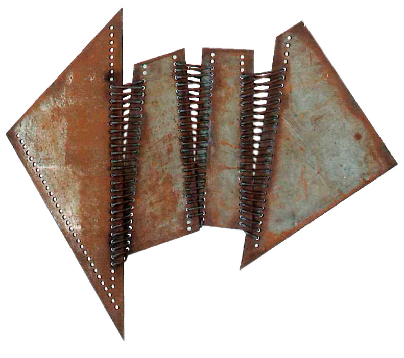 HD Heckes, Stahlrelief, Schnürung, o. T., 21/20 cm, 2 mm Blech 1980