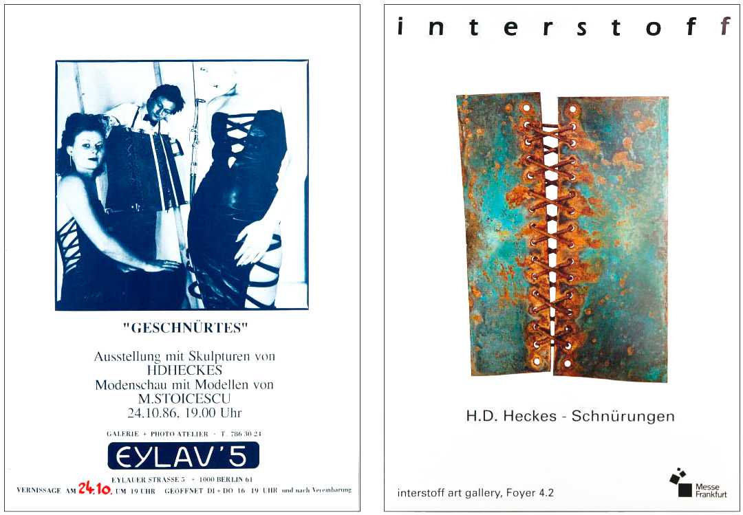 HD Heckes, Stahlrelief, Schnürung, o. T., 21/20 cm, 2 mm Blech 1980