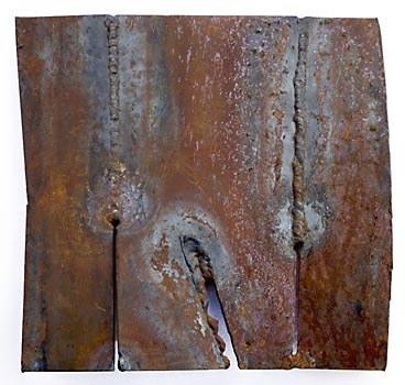 HD Heckes, Stahlrelief, Schnürung, o. T., 21/20 cm, 2 mm Blech 1980